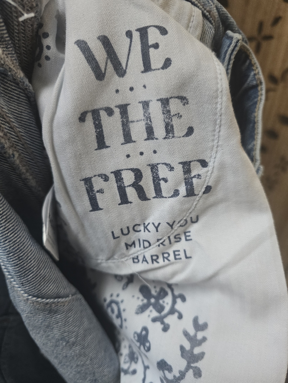 NWOT We The Free Good Luck/Lucky You Mid Rise Barrels In Barnyard Blue - Picture 7 of 10